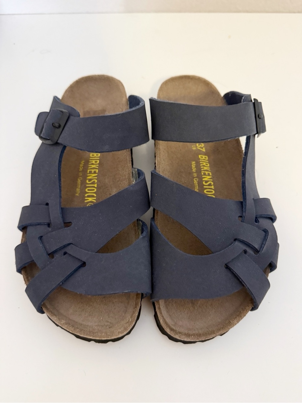 New Birkenstock Pisa Leather Orthopedic Sandals Slides Navy 37